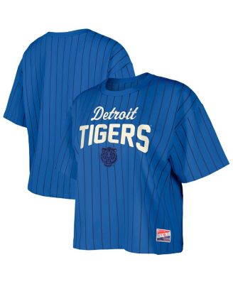 New Era - Women's Blue Detroit Tigers City Connect Multiplier Pinstripe Cropped T-Shirt