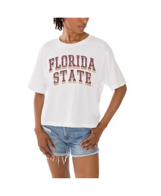 Gameday Couture - Women's White Florida State Seminoles Claim To Fame Boxy Cropped T-Shirt