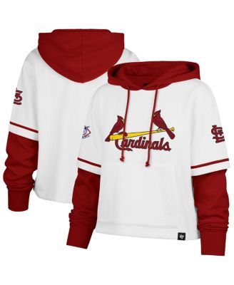 '47 Brand - Women's White St. Louis Cardinals Trifecta Shortstop Cropped Pullover Hoodie