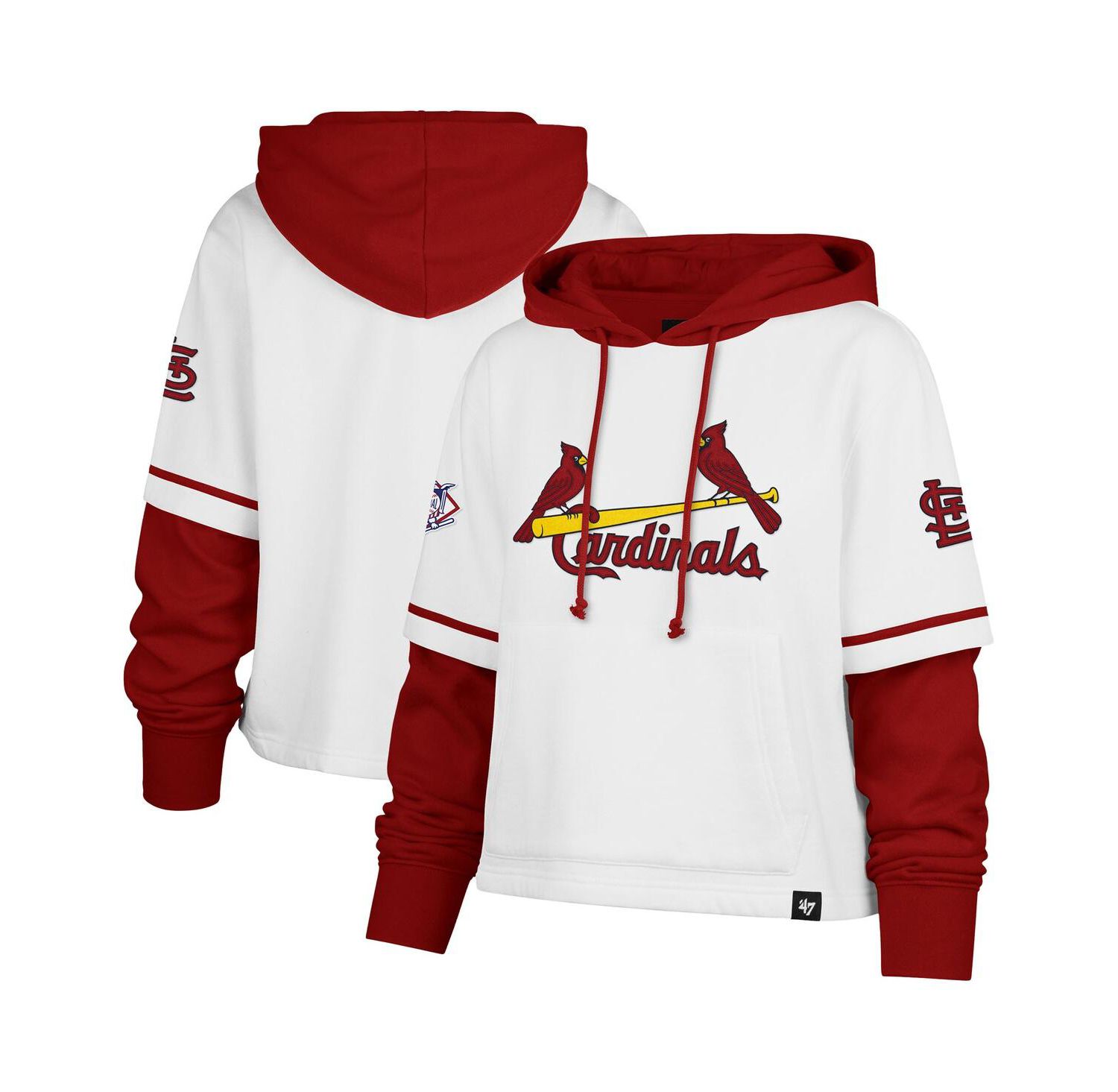 Women's White St. Louis Cardinals Trifecta Shortstop Cropped Pullover Hoodie