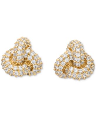 kate spade new york - Gold-Tone Pav&eacute; Double Knot Stud Earrings