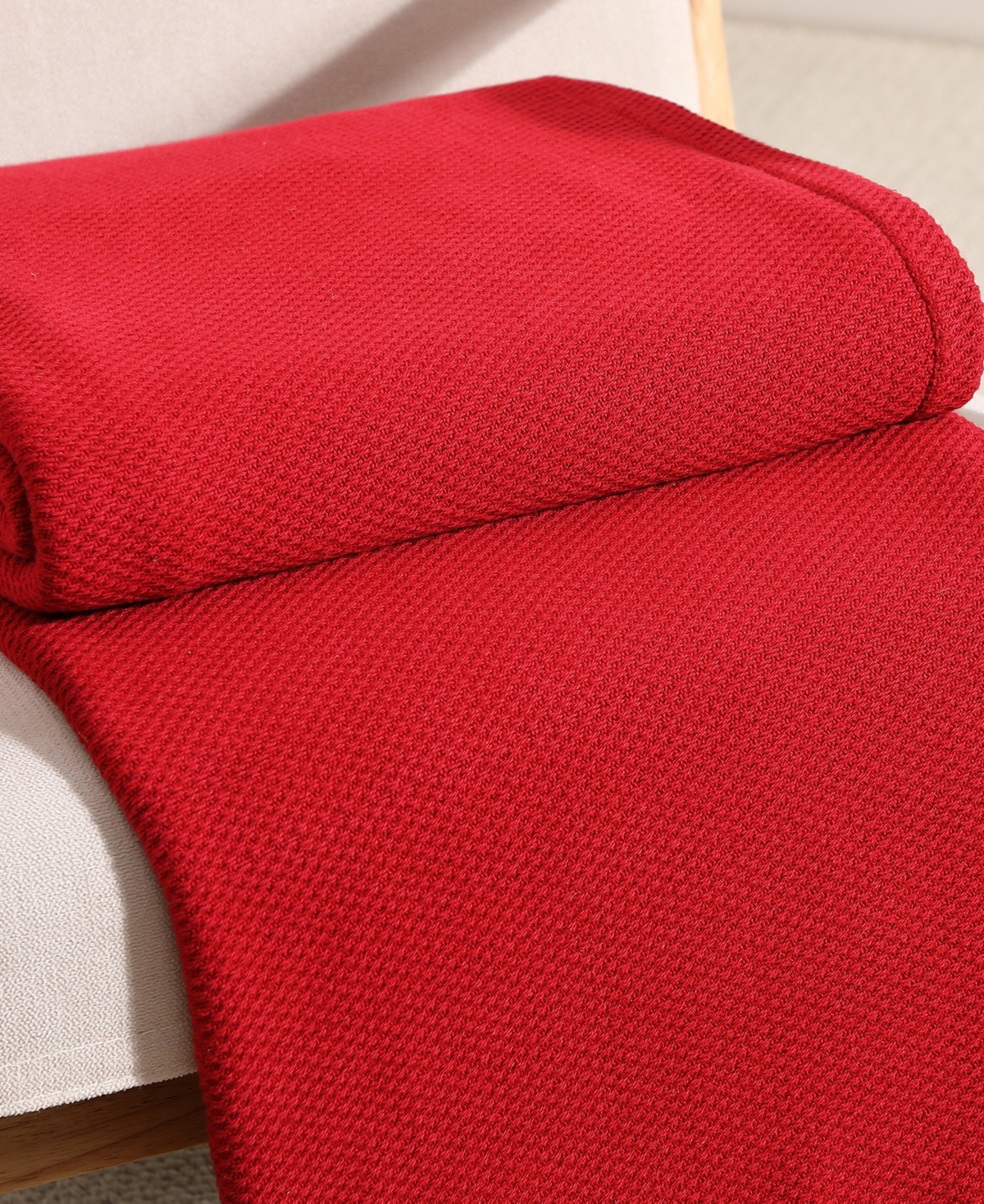 Tommy Hilfiger Solid Cotton Pique Blanket, King