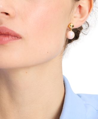 Gold-Tone Spade & Imitation Pearl Drop Earrings