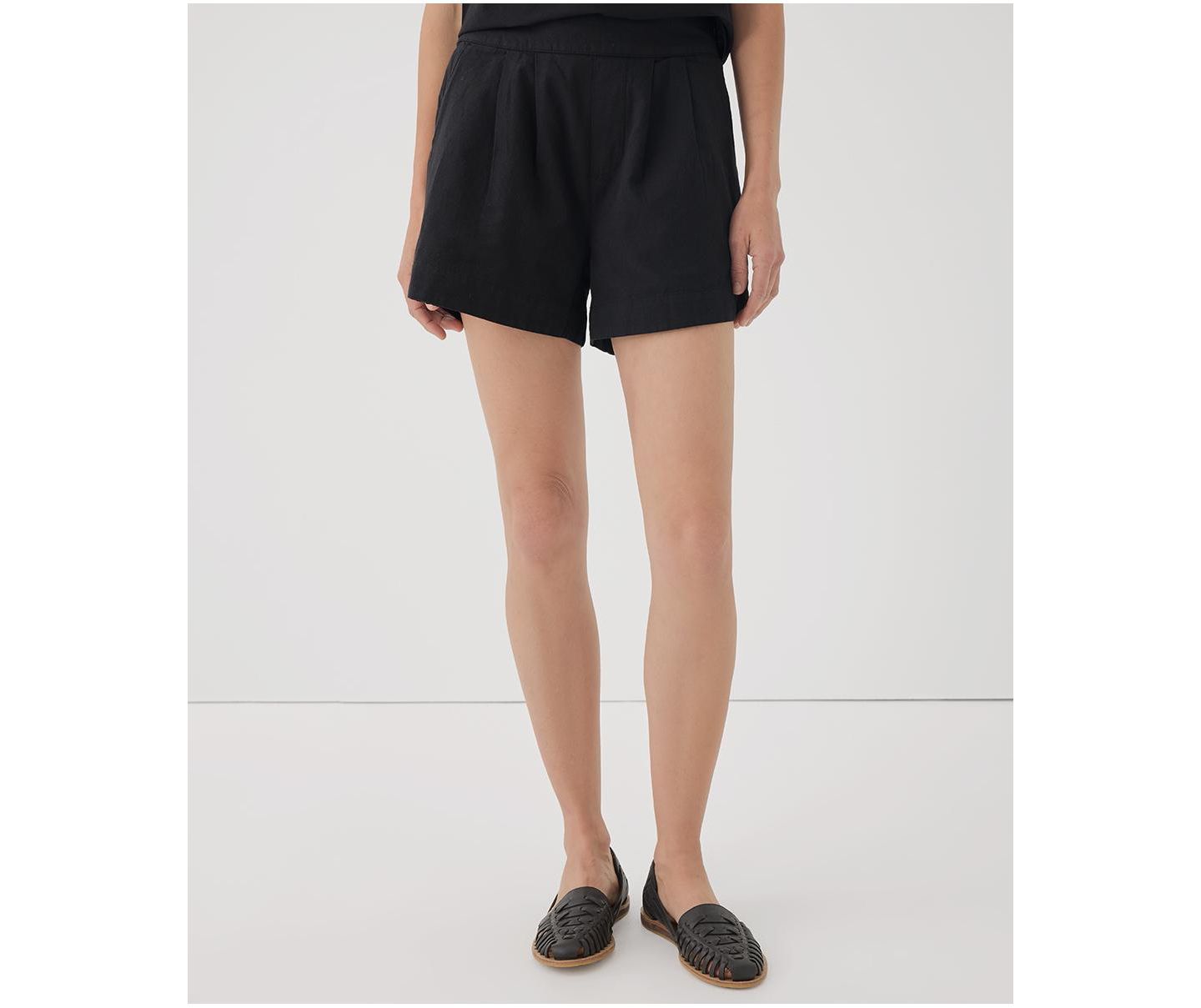 Женские шорты Pact Canopy Linen Blend High-Waisted Short, цвет: Чёрный — фото 1
