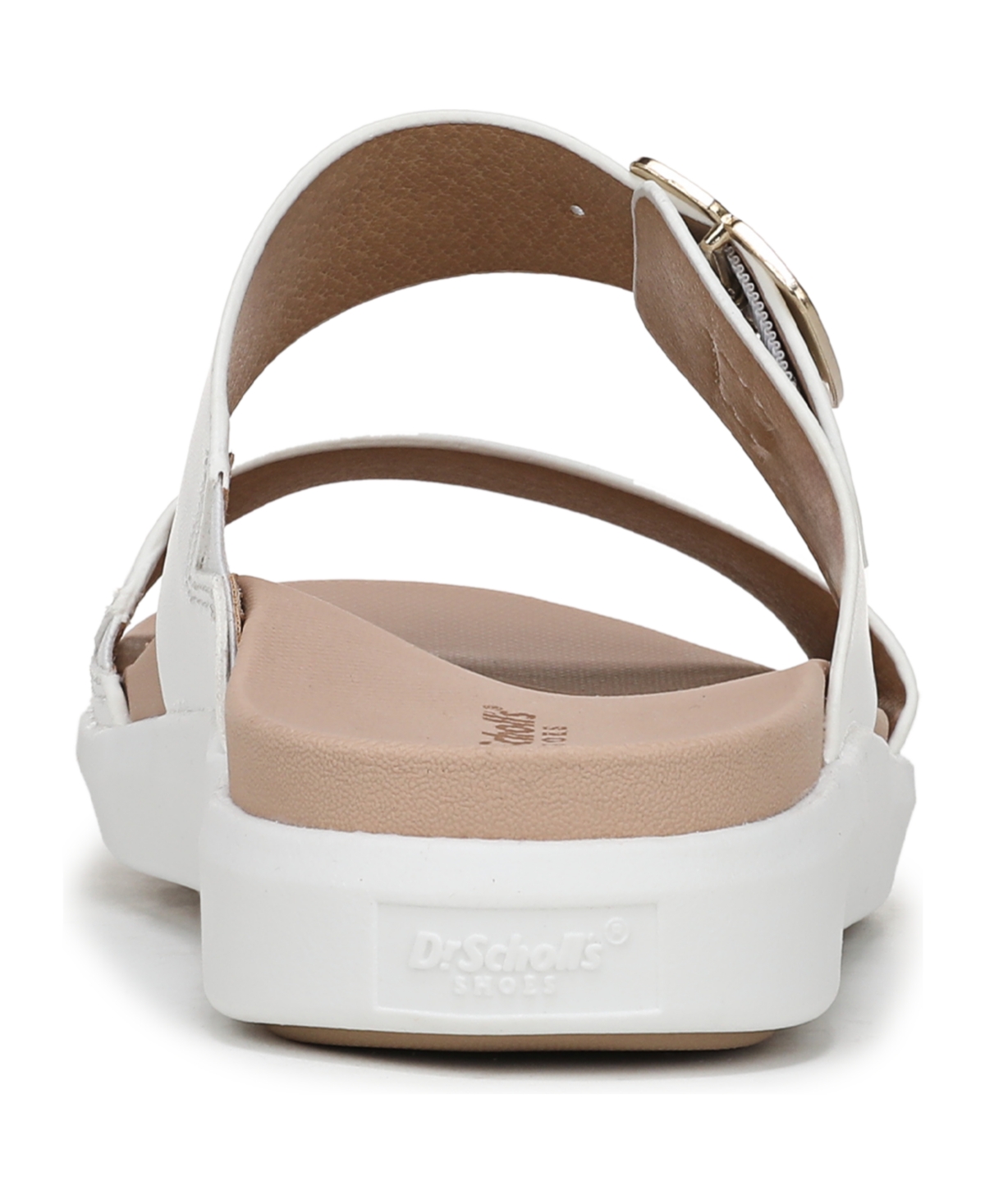 Shop Dr. Scholl's Women's All Time Round Toe Slide Sandals In White Faux Leather