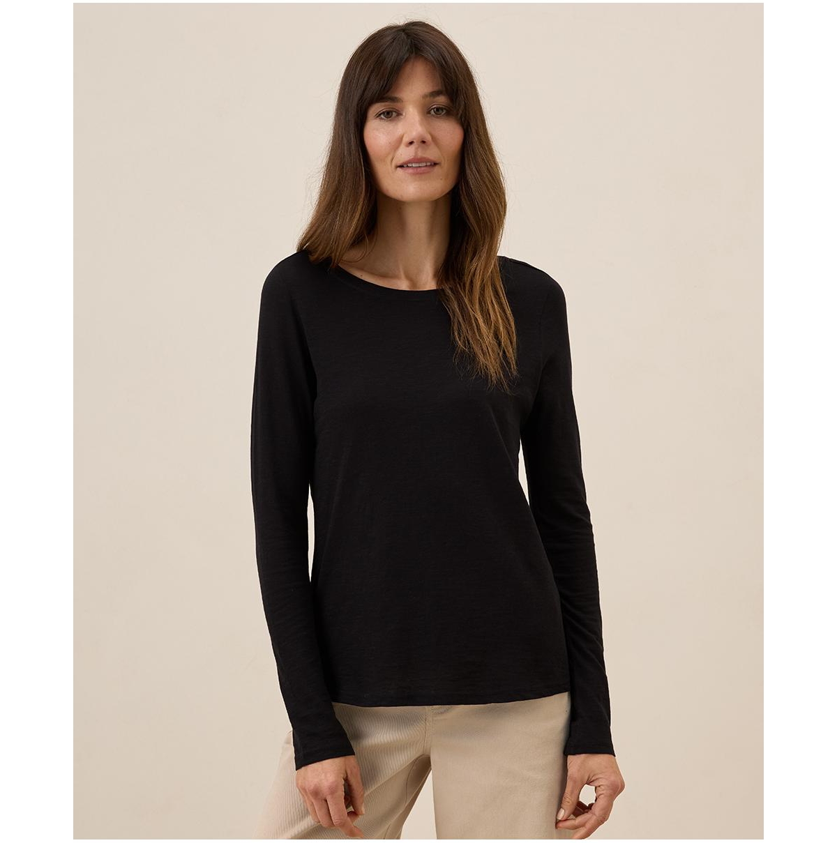 Women's Organic Cotton Featherweight Slub Long Sleeve Tee - Castor grey
