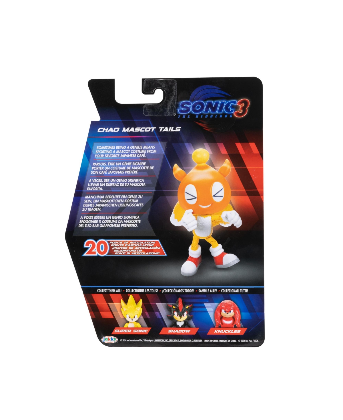 Sonic 3 Movie Tails With Chao Hat 5-inch Wave 2 Action Figure In Multicolor