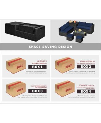 8PCS Rattan Patio Sectional Furniture Set w/ Waterproof Cover & Cushions