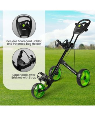 Foldable 3-Wheel Junior Golf Pull Cart with Scorecard Holder