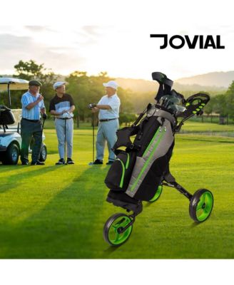 Foldable 3-Wheel Golf Push Cart with Scorecard Holder