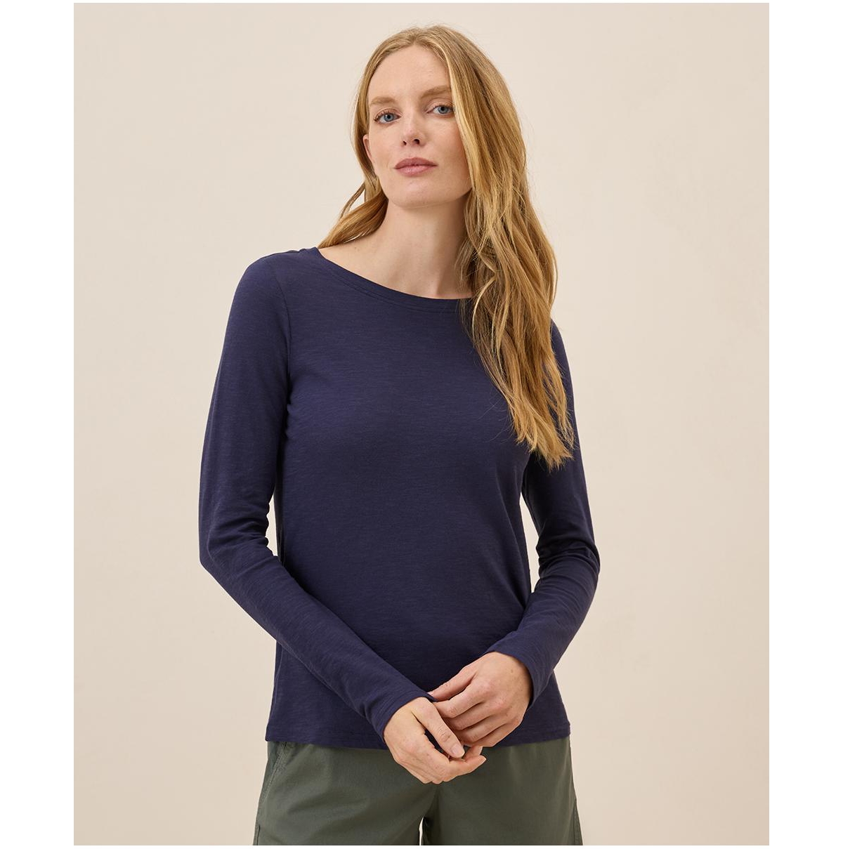 Women's Organic Cotton Featherweight Slub Long Sleeve Tee - Eclipse
