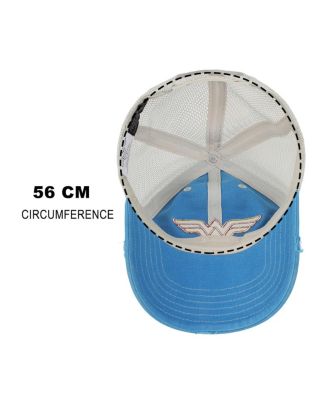 Wonder Woman Logo Women's Blue Washed Distressed Cut Fabric Unstructured Baseball Cap
