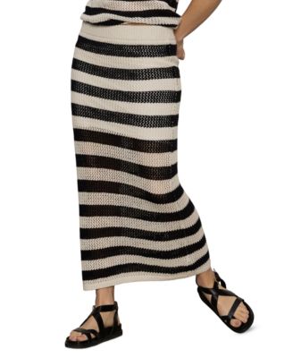 Women's Striped Mesh-Stitch Maxi Skirt