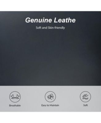 Helmuth Genuine Leather Wingback Armchair with Solid Wood Legs