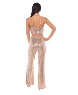 Women's Two Piece Disco Dot Top with Bell Pants