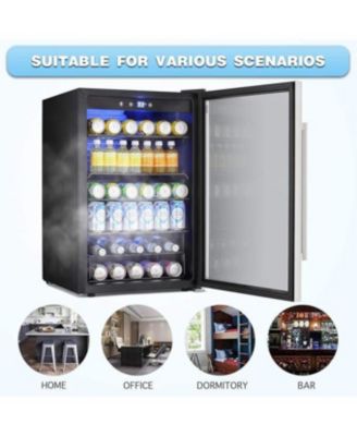 Mini Beverage Fridge with Glass Door - 145 Can Capacity, 4.4Cu.Ft Cooler for Soda, Beer or Wine, Perfect for Home, Office or Bar