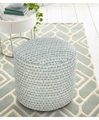 Round Geometric Polyester Pouf Ottoman for Indoor and Outdoor Seating