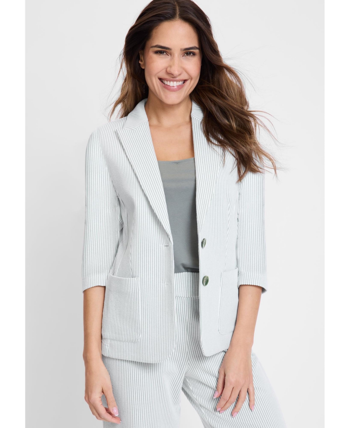 Women's Seersucker Blazer - Jungle khaki