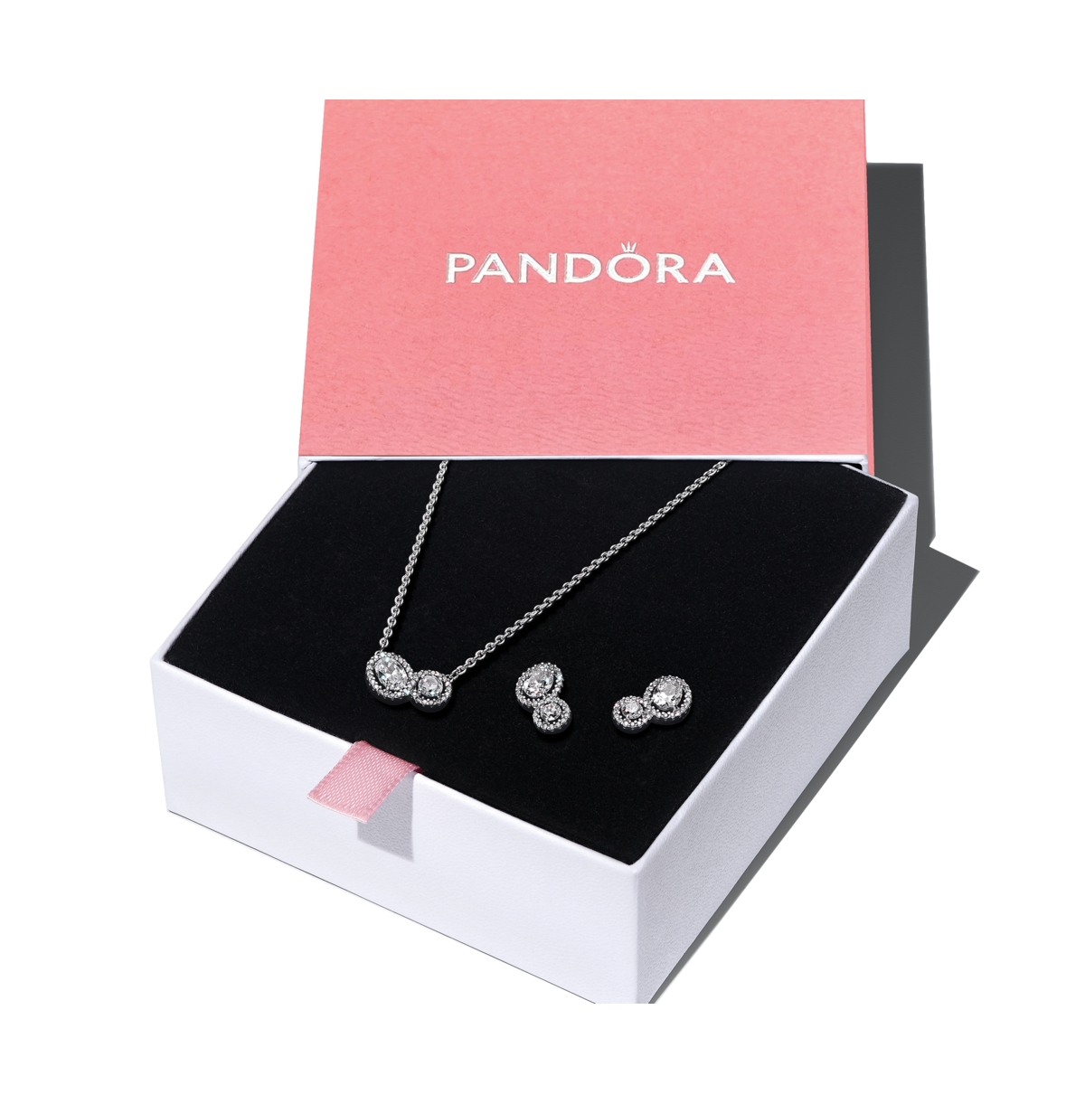 Sterling Silver Double Halo Jewelry Gift Set - Sterling Silver