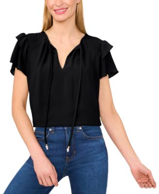 Women's Tie-Neck Tiered-Ruffle-Sleeve Blouse