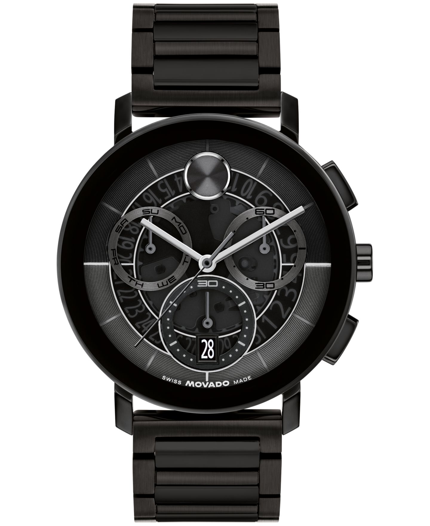 Мужские часы Movado Bold Evolution 2.0 Swiss Quartz Chrono Ionic Plated Black Steel Watch, 42mm — фото 1
