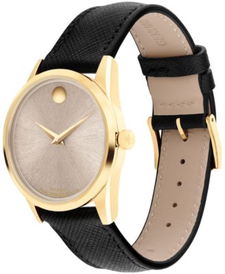 Women's Museum Classic Swiss Automatic Black Leather Watch, 33mm