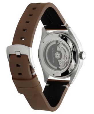 Men's Fleuss Automatic Brown Leather Strap Watch, 43mm