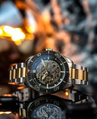 Men's Croft 42 Skeleton Automatic Two Tone Solid Stainless Steel Bracelet Watch, 42mm