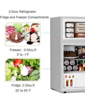 3.2 Cu Ft Mini Fridge with Freezer — Double Door, Adjustable Removable Shelves — Ideal for Basement, Apartment, Dorm, or Office