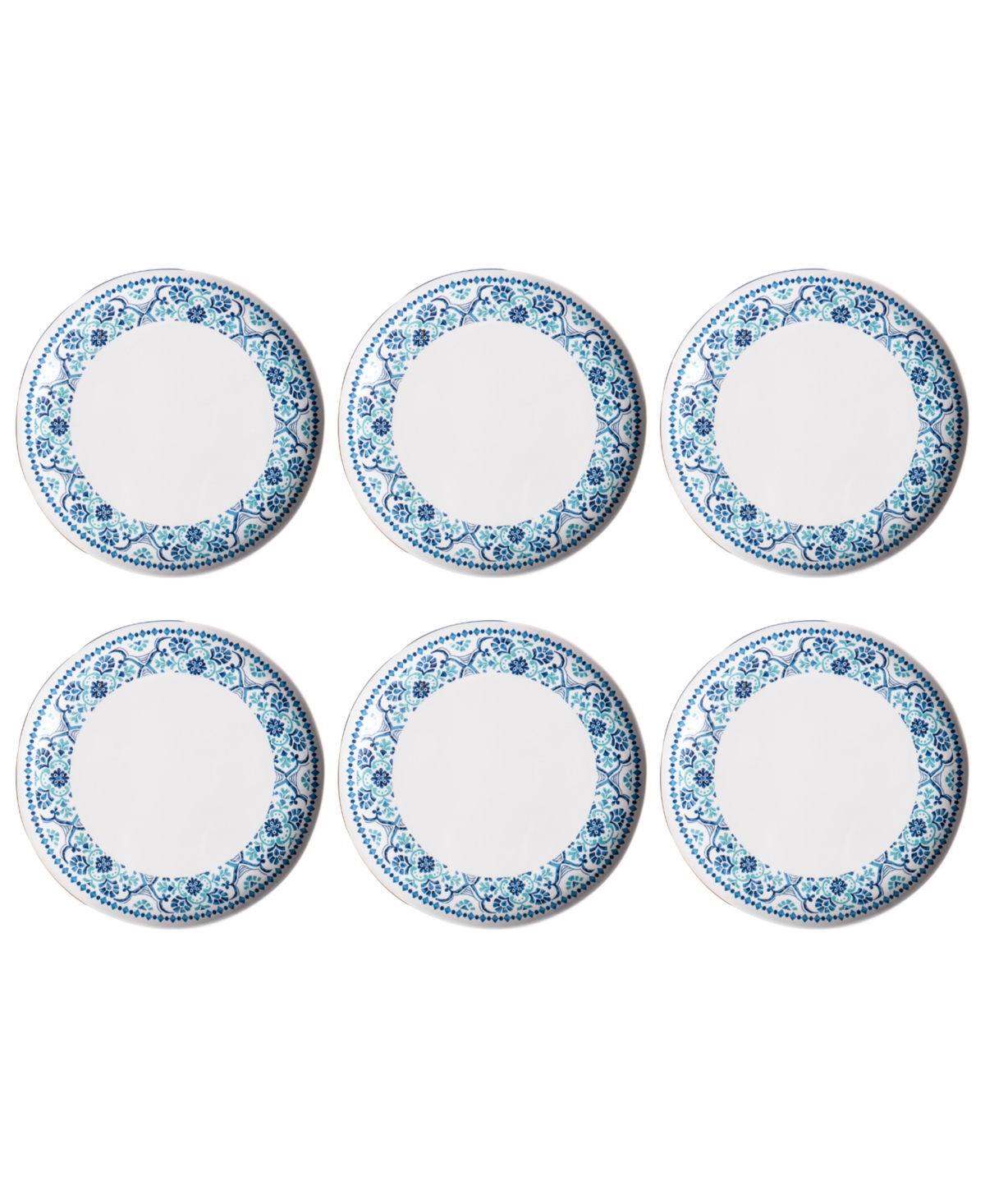 Palazzo Tiles 6-Pc. Dinner Plates, Service For 6 - Teal