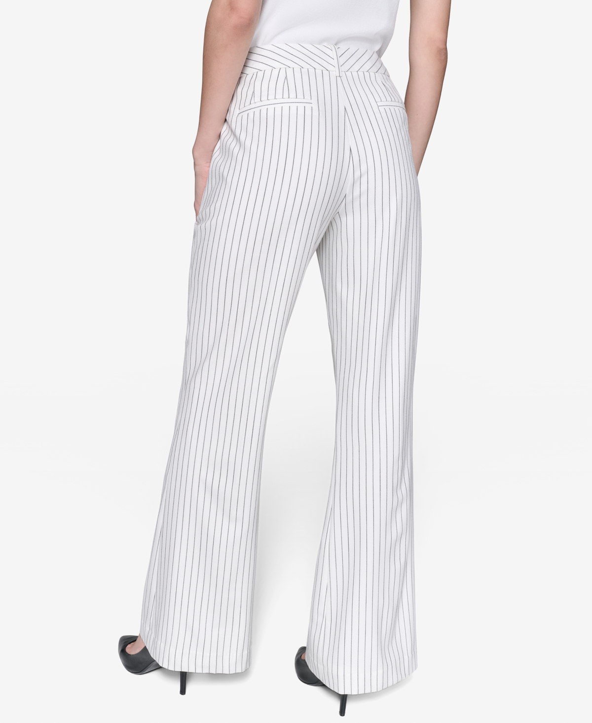 Karl Lagerfeld Women's Pinstripe Full Wide- Leg Pants In Pattern