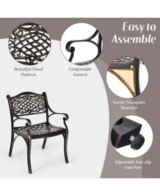 3PCS Cast Aluminum Patio Bistro Set Outdoor Dining Table & Chair Furniture Set