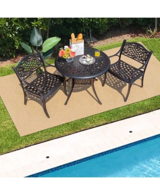5PCS Cast Aluminum Patio Bistro Set Outdoor Dining Table & Chair Furniture Set