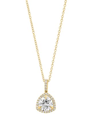 EFFY&reg; Lab Grown Diamond Halo Pendant Necklace (2-1/4 ct. t.w.) in 14k Gold, 17" + 1" extender