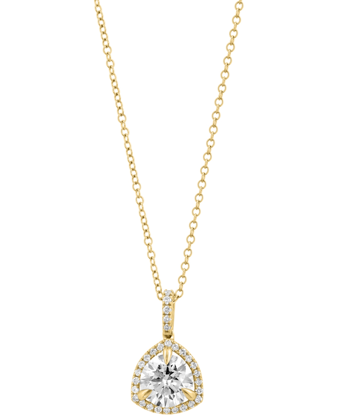 Effy Collection Effy Lab Grown Diamond Halo Pendant Necklace (2-1/4 Ct. T.w.) In 14k Gold, 17" + 1" Extender