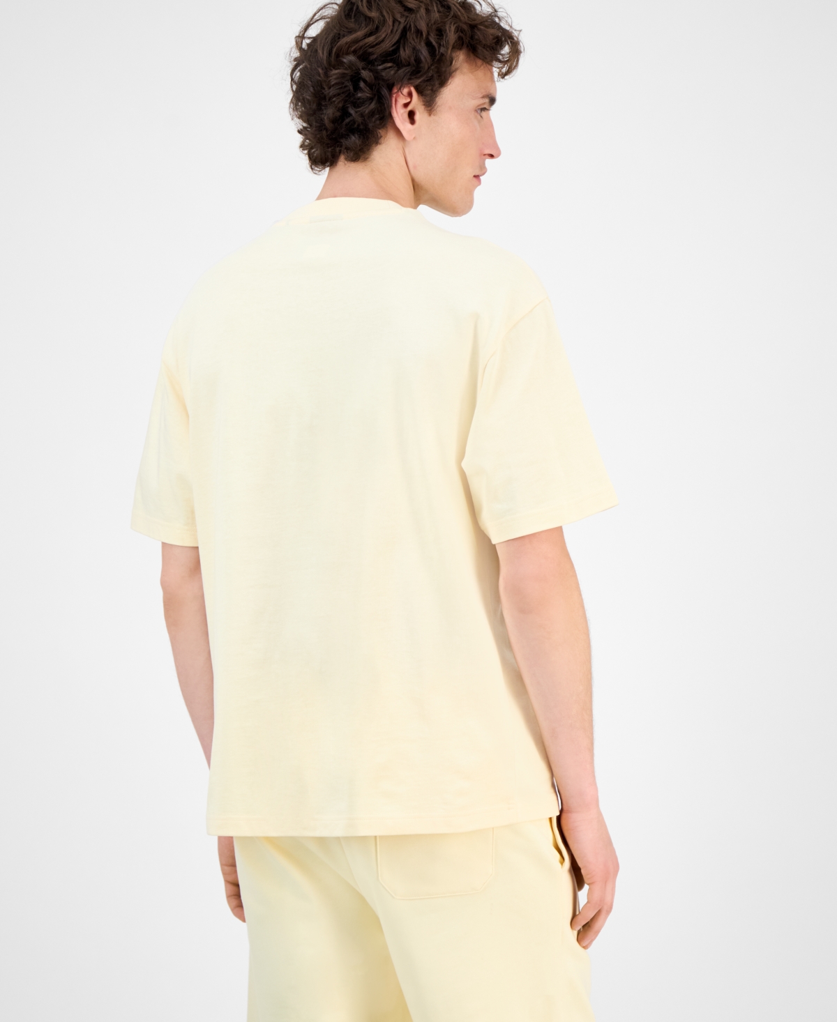 Hugo Boss Mens Dinkee Logo Graphic Cotton T Shirt Dinkoe Cotton Shorts In Yellow