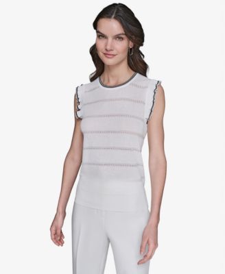 KARL LAGERFELD PARIS - Women's Pointelle Knit Sleeveless Top