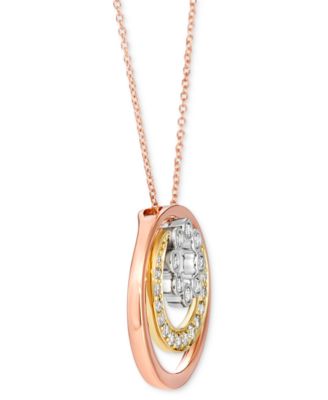 Nude Diamond Graduated Circle Adjustable 20" Pendant Necklace (5/8 ct. t.w.) in 14k Tricolor Gold