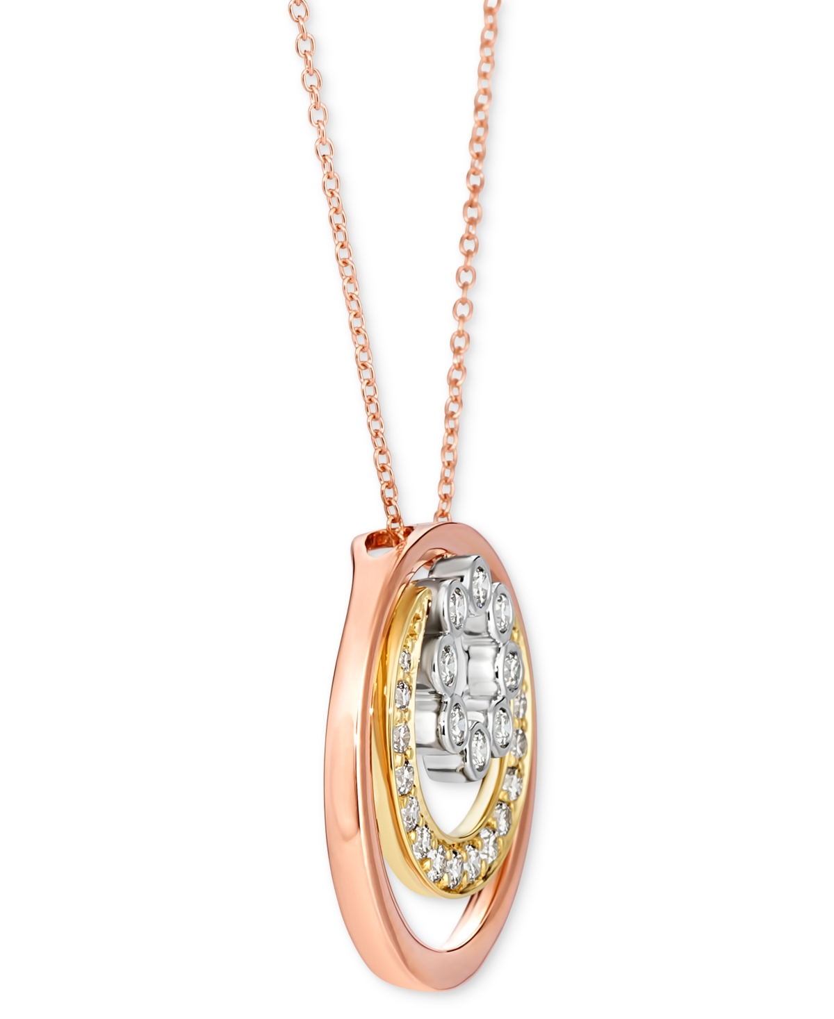 Le Vian Nude Diamond Graduated Circle Adjustable 20" Pendant Necklace (5/8 Ct. T.w.) In 14k Tricolor Gold In Multi