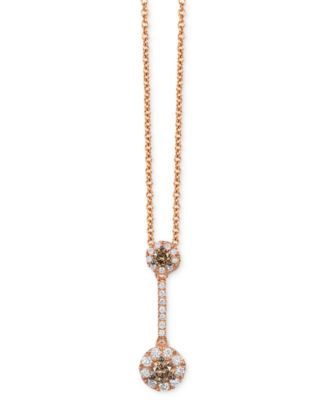 Le Vian - Chocolate Diamond & Vanilla Diamond Double Drop Halo 18" Pendant Necklace (1/3 ct. t.w.) in 14k Rose Gold