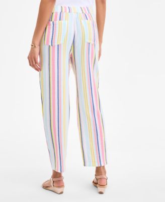 Women's Striped Cotton Gauze Pull-On Pants, Exclusively at Macy's