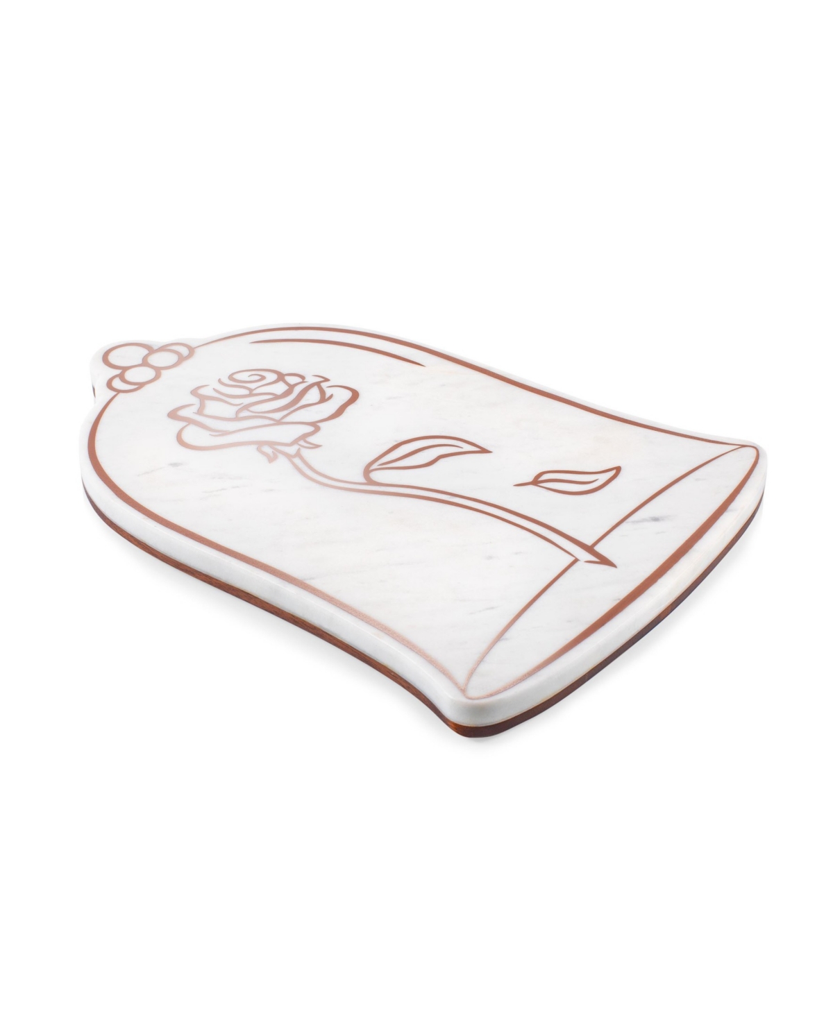 Toscana Disney Beauty And The Beast Marble Serving Stone Board In White With Rose Gold Accents