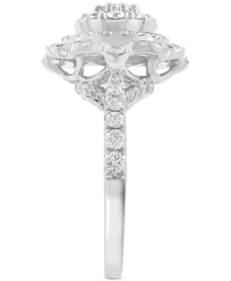 EFFY&reg; Diamond Flower Cluster Milgrain Bead Ring (1-1/3 ct. t.w.) in 14k White Gold