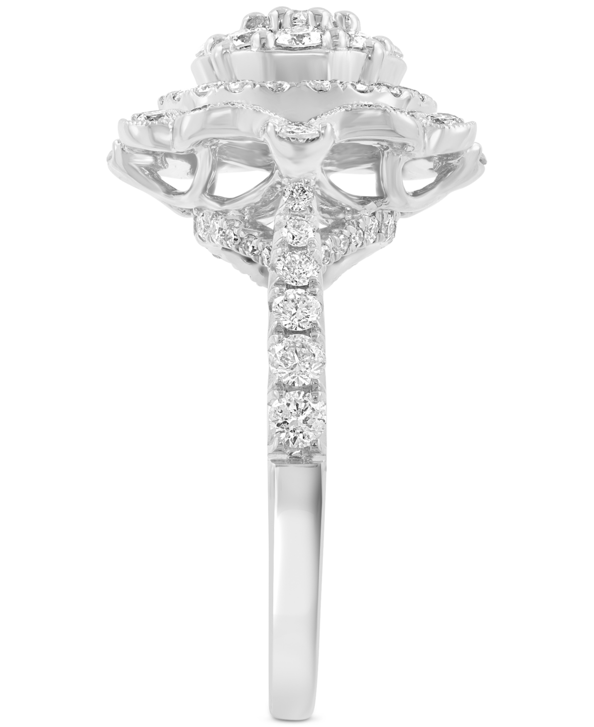 Effy Collection Effy Diamond Flower Cluster Milgrain Bead Ring (1-1/3 Ct. T.w.) In 14k White Gold