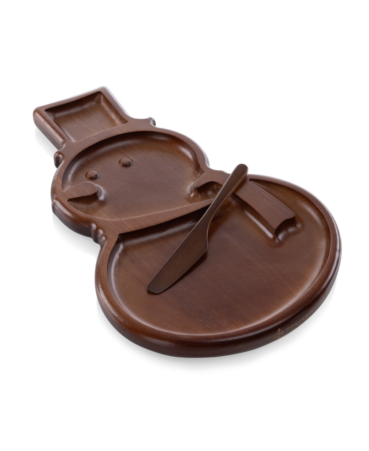 Toscana Reversible Snowman Sectioned Serving Tray, Set Of 2 In Stained Parawood