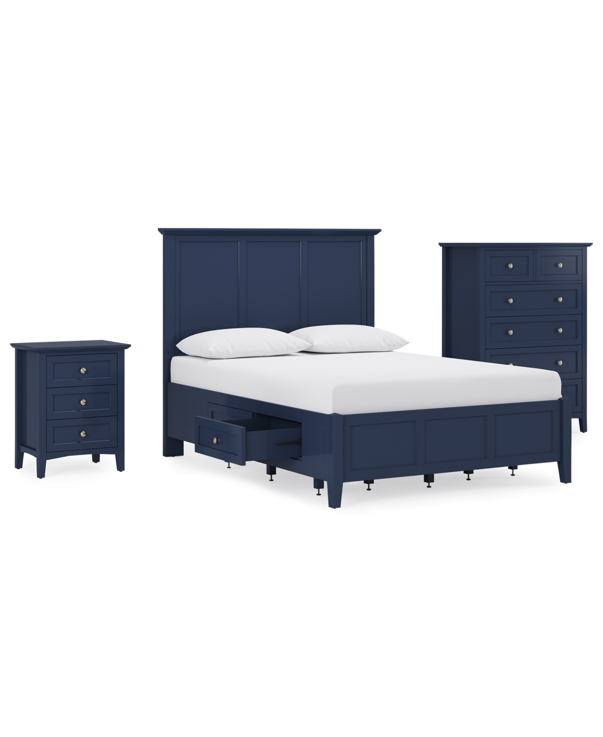 Macy's Hedworth California King Storage 3-pc. Set (bed, Chest & Nightstand) In Blue