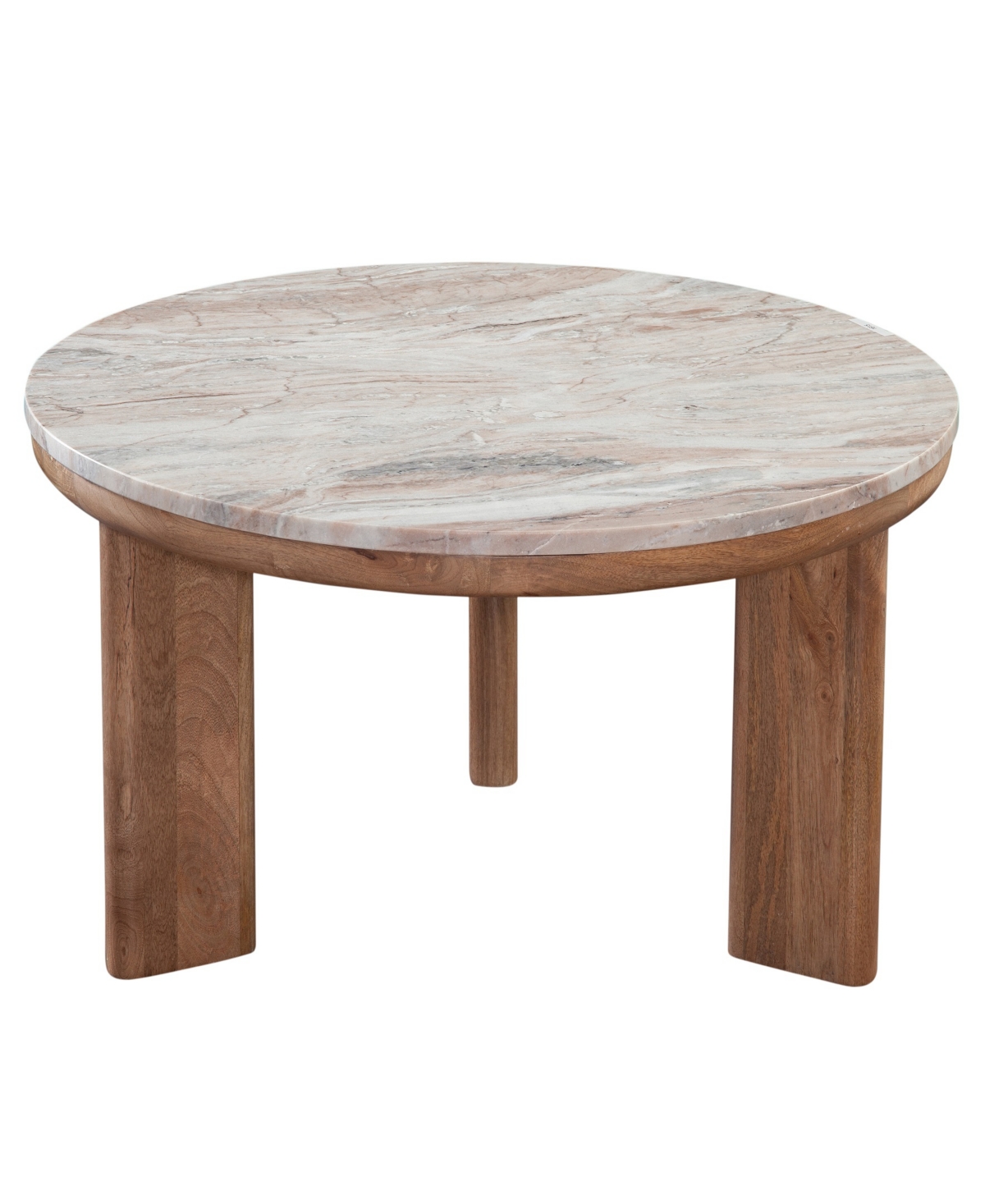 Macy's Sidney 36" Round Marble Top Coffee Table In Multi Step Brown Honey