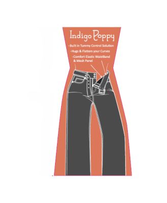 Women's Two Botton Tummy Control Wide Leg Black Jeans with Belt