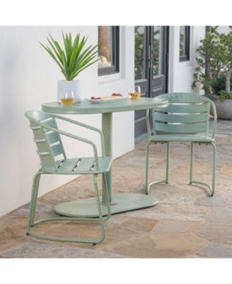 Streamdale Noble House Patio Bistro Set Durable Iron Construction in Matte Teal