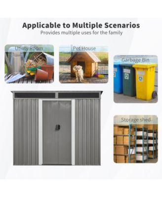 Metal Lockable Sliding Doors & Transparent Plate Outdoor Storage Shed